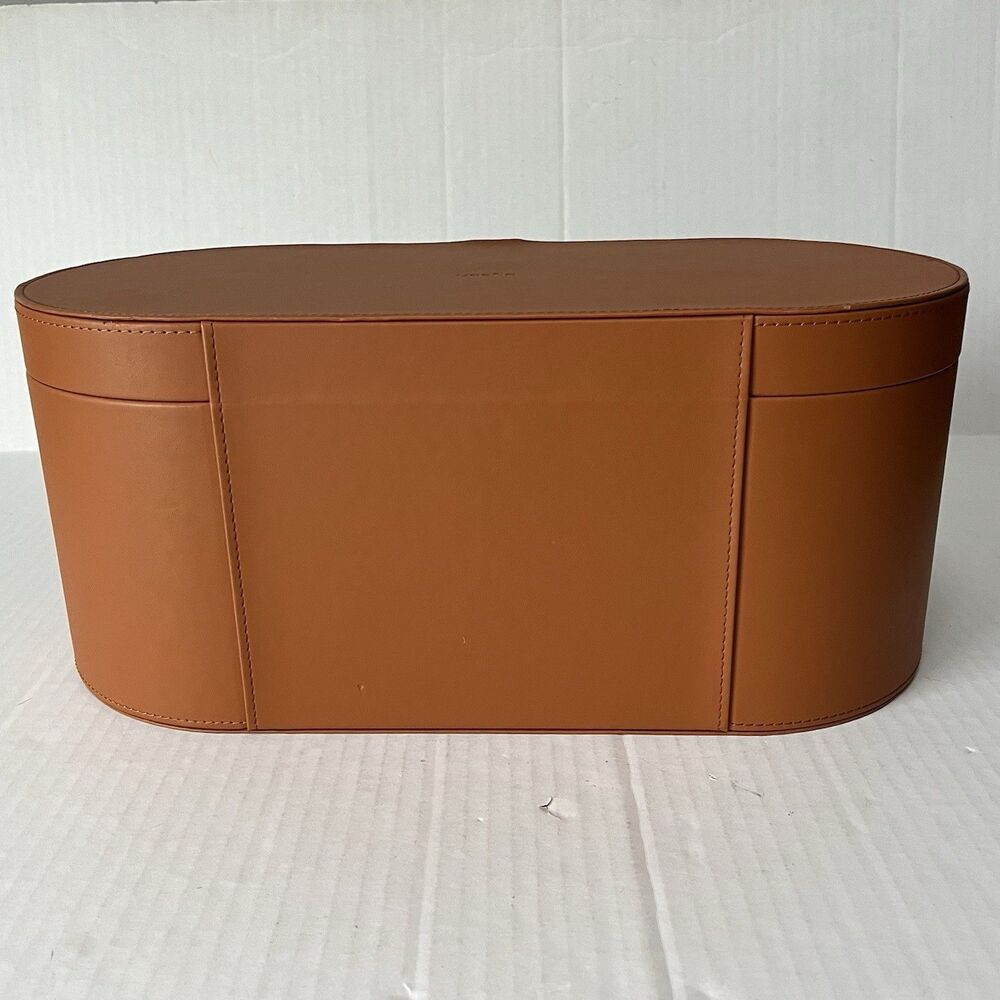 DYSON Airwrap Styler Leather Large Storage Hard Box Cognac Brown Tan CASE ONLY - Picture 5 of 12
